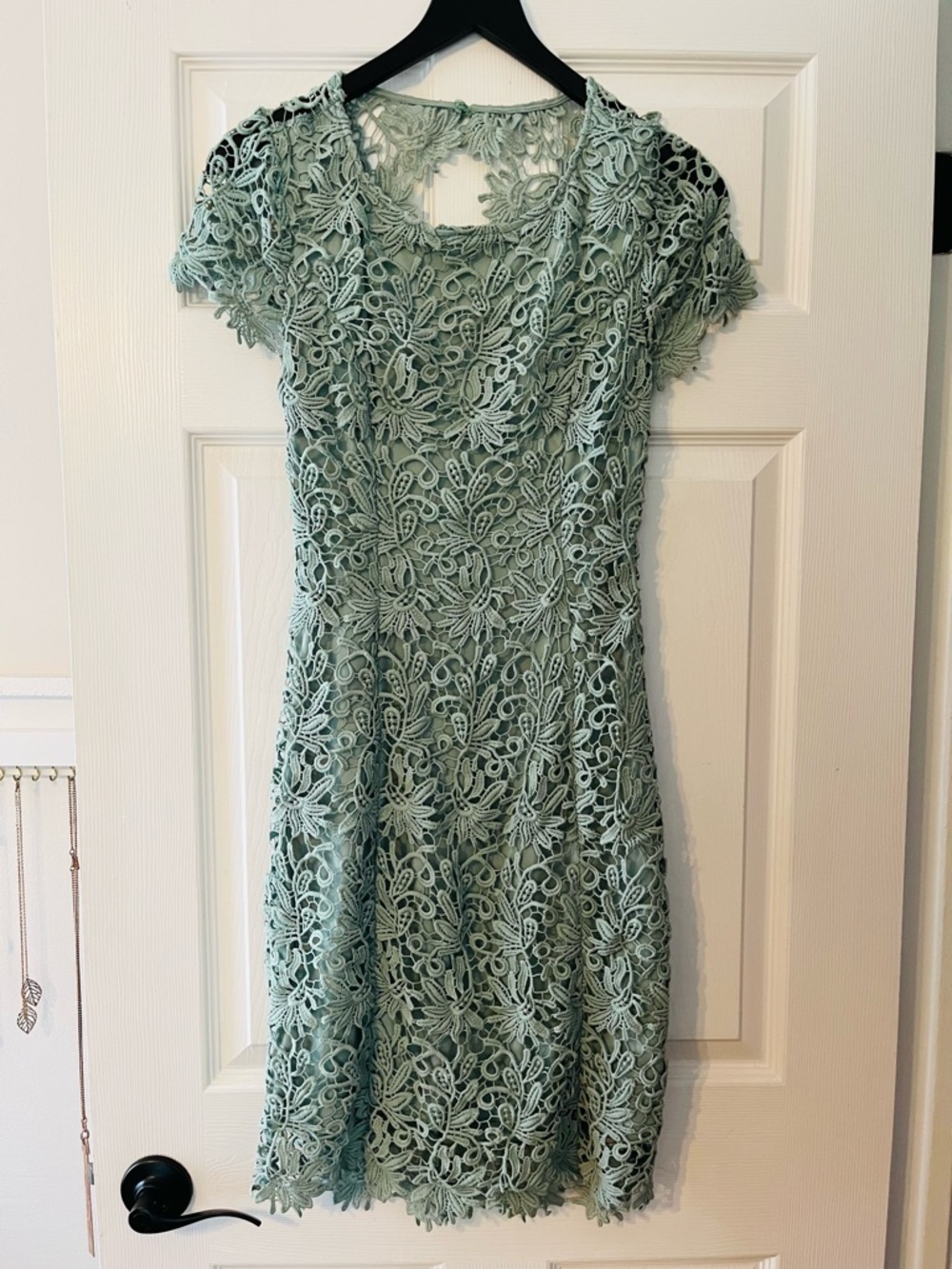 Lulu’s Sage Green Floral Lace Midi Dress